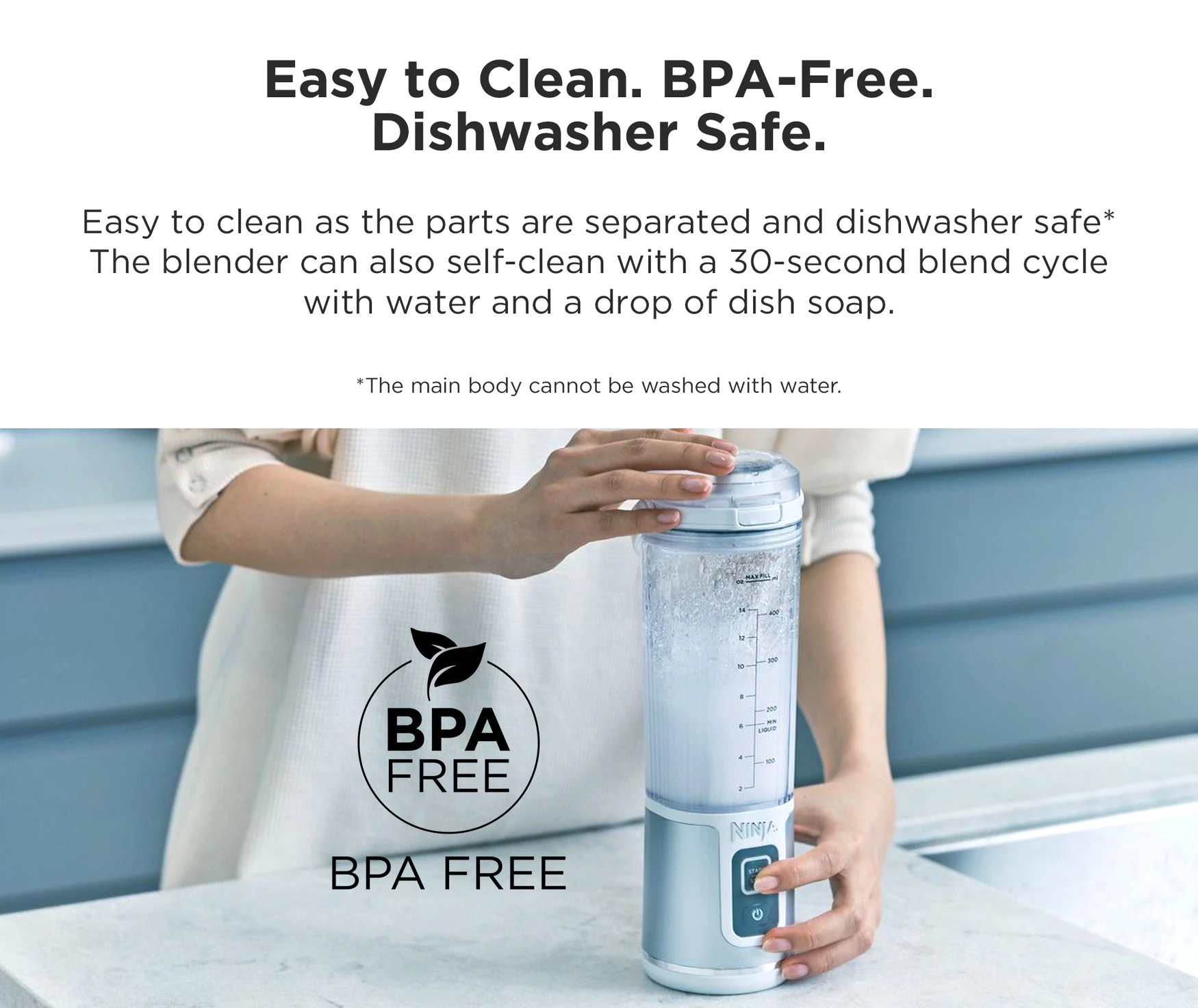 Ninja Blast Portable blender, 530 - milliliter capacity, USB - C charging cable, capable of crushing ice, lightweight and portable, BPA - free，Ninja BC151SM