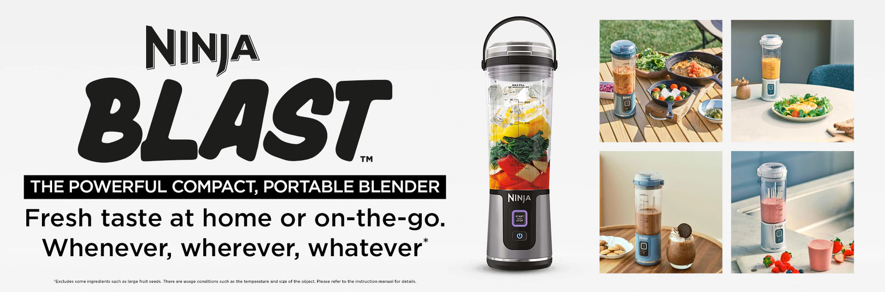 Ninja Blast Portable blender, 530 - milliliter capacity, USB - C charging cable, capable of crushing ice, lightweight and portable, BPA - free，Ninja BC151SM