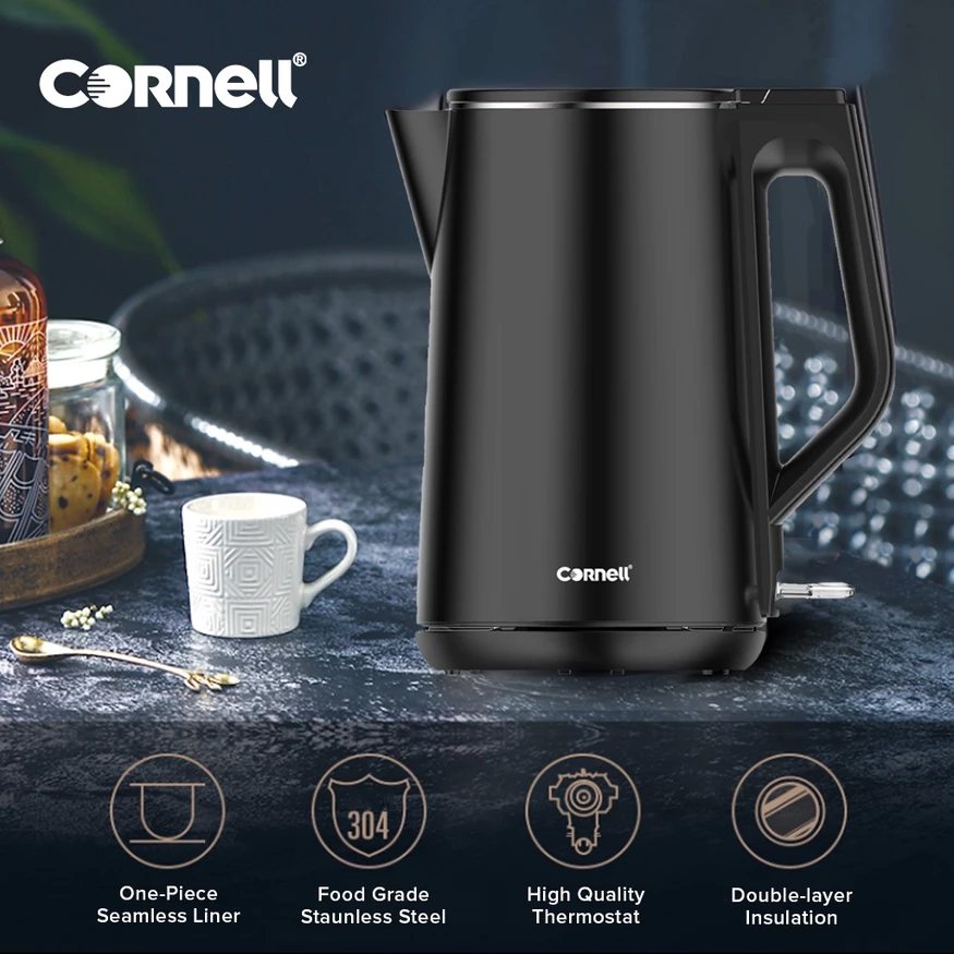 Cornell 1.5L Cool - Touch Double - Wall Cordless Kettle with Full Inner Stainless Steel CJKE150SSB