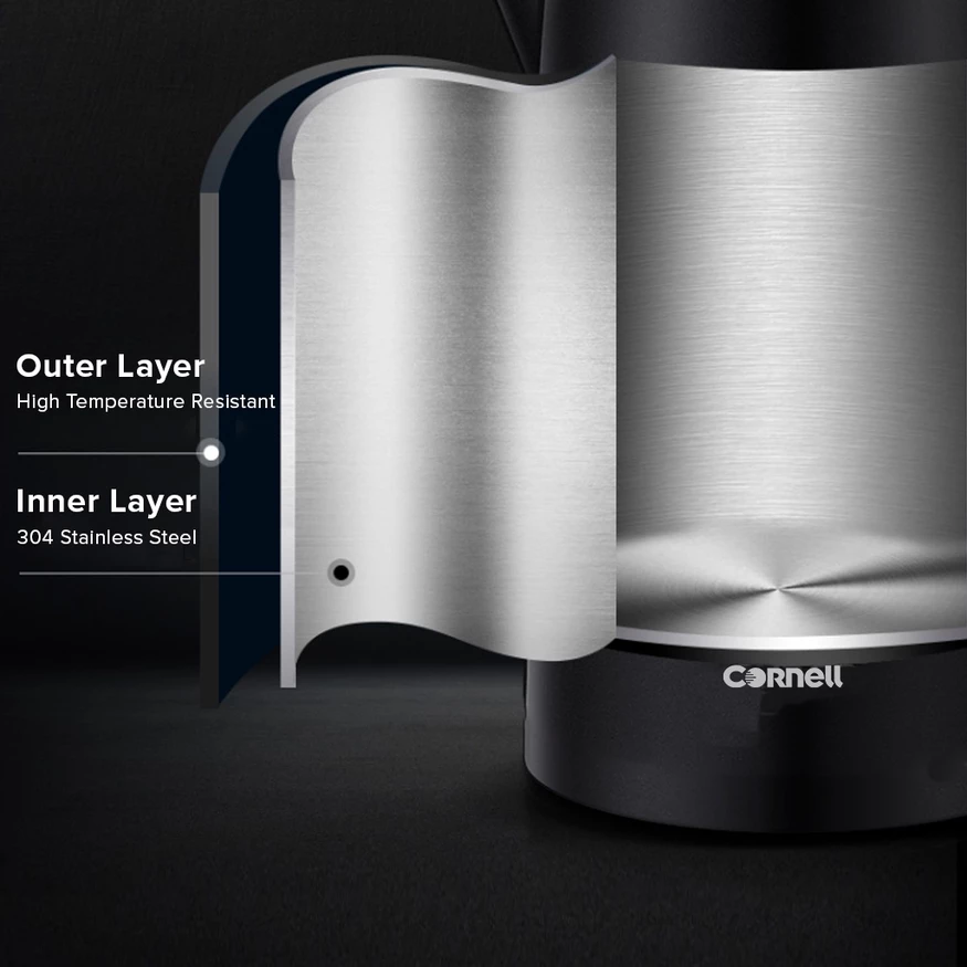 Cornell 1.5L Cool - Touch Double - Wall Cordless Kettle with Full Inner Stainless Steel CJKE150SSB