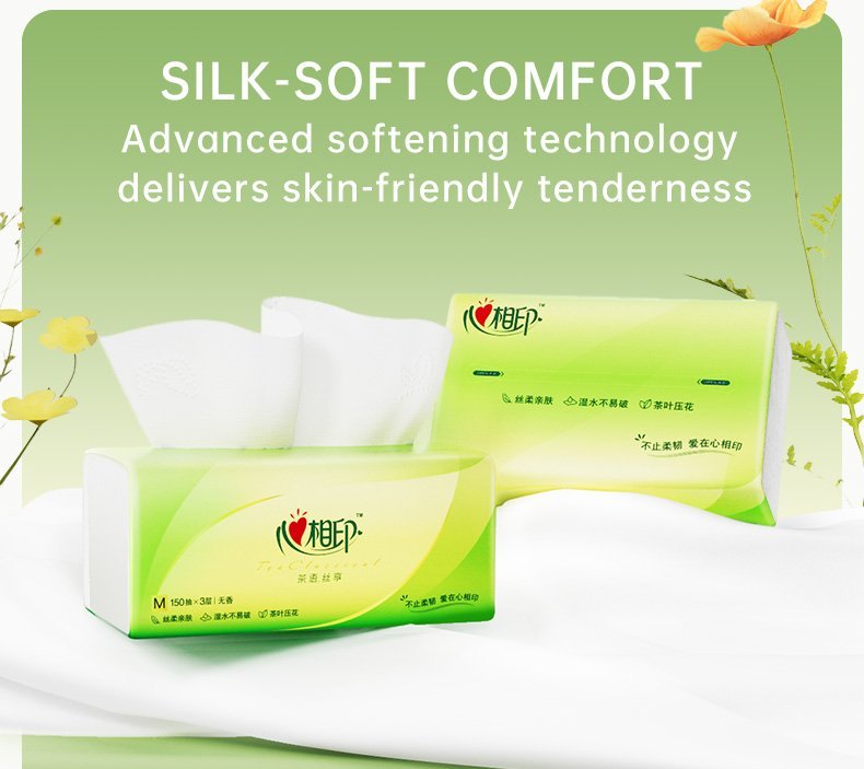 One - case Hearttex Soft Facial Tissues, 3 - ply, 110 Sheets per Pack, 20 Packs