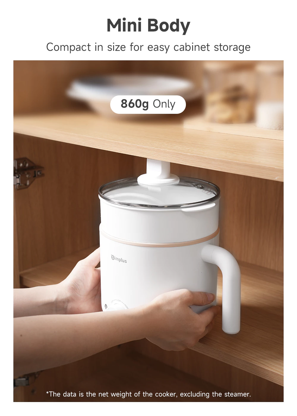 Simplus 1.7 - liter rice cooker with 630 - watt rapid heating, non - stick coating and two - temperature settings DZGH011