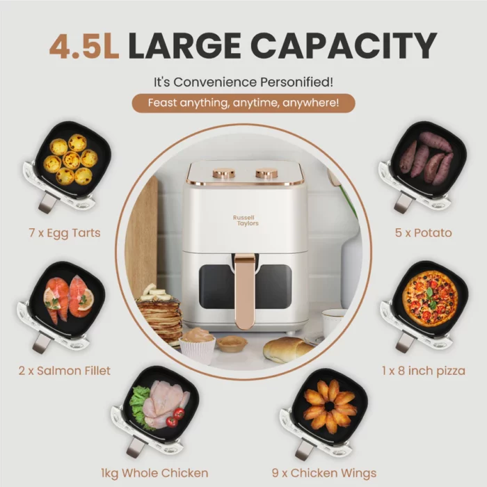 Russell Taylors 3D Visible Window Air Fryer (Large Size, 4.5L) Z3