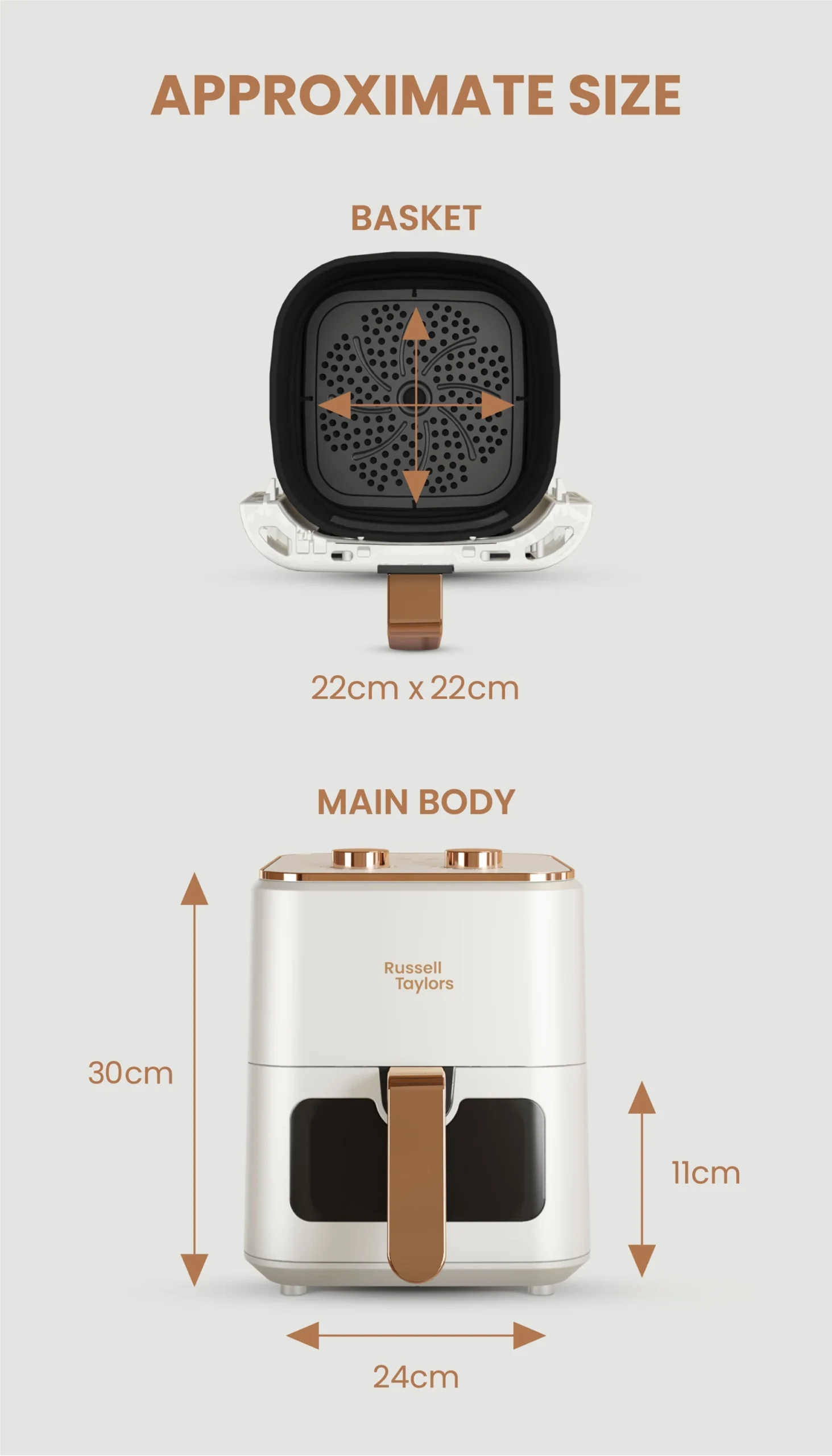 Russell Taylors 3D Visible Window Air Fryer (Large Size, 4.5L) Z3