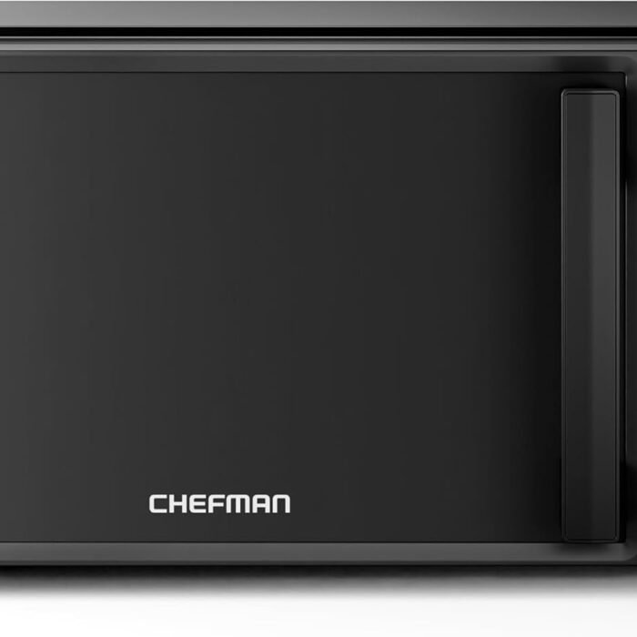 Chefman Countertop Microwave Oven 0.7 Cu. Ft.. 700 Watts with 10 Power Levels. 6 Cooking Presets with One-Touch Express Cook. Eco Mode. Child Safety Lock. & Mute Button - Black