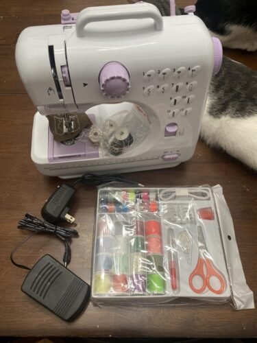 Mini Sewing Machine for Beginners. Portable Electric Sewing Machine with Dual Speed. 12 Built-in Stitches. Foot Pedal. and Accessories Kit for Home DIY Projects & Gift photo review