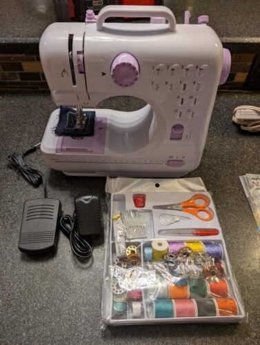 Mini Sewing Machine for Beginners. Portable Electric Sewing Machine with Dual Speed. 12 Built-in Stitches. Foot Pedal. and Accessories Kit for Home DIY Projects & Gift photo review