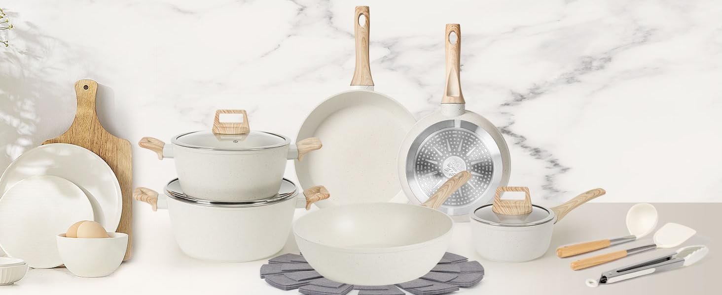 【One - Day Only】17 - Piece Non - stick Cookware Set。