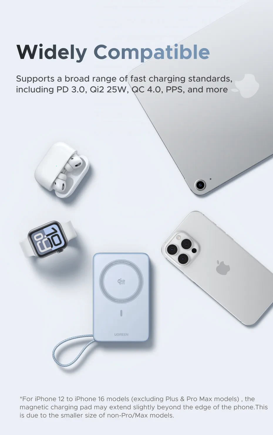 UGREEN 10000mAh Qi2 25W Magsafe Wireless Fast-Charging Power Bank with Built-in Type-C Cable – Compatible with iPhone 17 Series and iPhone 16 Pro Max (Qi2.2 Version)