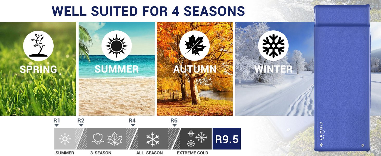 Elegear Self-Inflating Sleeping Pad, 3.18-Inch Extra-Thick Memory Foam Camping Pad with Pillow, 20-Second Quick Inflation, 4-Season Warm Camping Pad – Suitable for Camping/Travelling/Hiking/Car Use