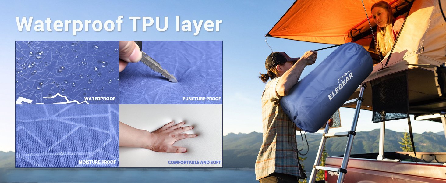 Elegear Self-Inflating Sleeping Pad, 3.18-Inch Extra-Thick Memory Foam Camping Pad with Pillow, 20-Second Quick Inflation, 4-Season Warm Camping Pad – Suitable for Camping/Travelling/Hiking/Car Use