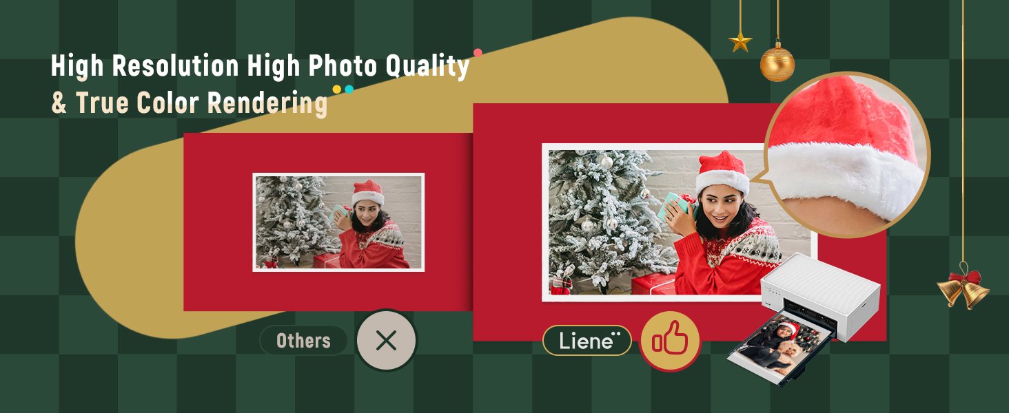 Liene White M200 4x6'' Photo Printer Battery Edition. Wireless Photo Printer for iPhone Android. Dye Sublimation Printing Full-Color Photo 20-Sheet. Portable Picture Printer Ideal for Travel Home Use