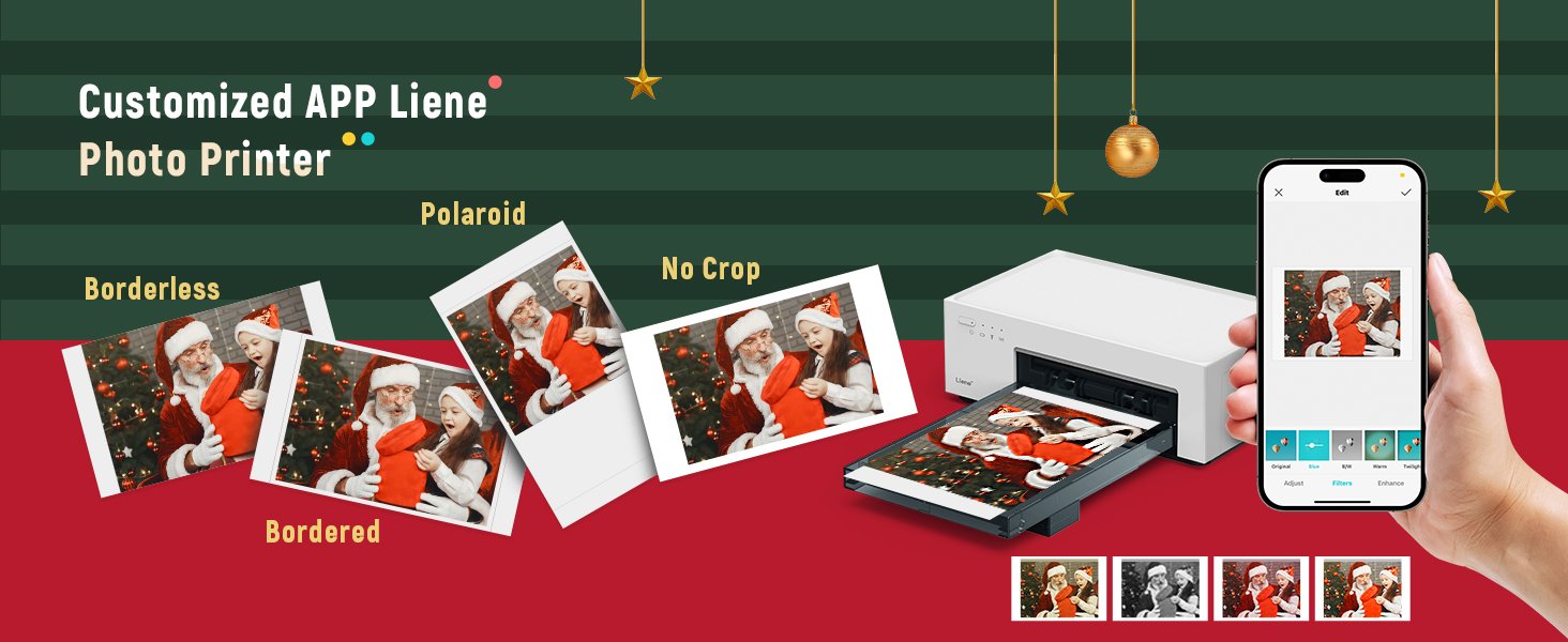 Liene White M200 4x6'' Photo Printer Battery Edition. Wireless Photo Printer for iPhone Android. Dye Sublimation Printing Full-Color Photo 20-Sheet. Portable Picture Printer Ideal for Travel Home Use