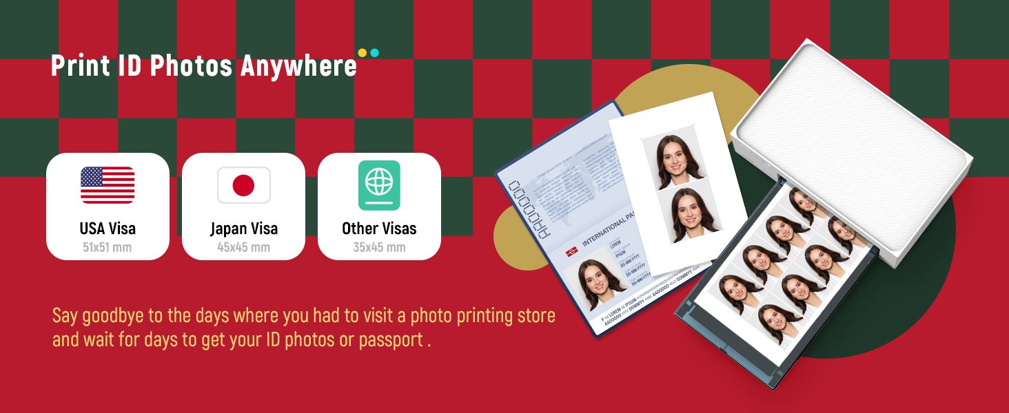 Liene White M200 4x6'' Photo Printer Battery Edition. Wireless Photo Printer for iPhone Android. Dye Sublimation Printing Full-Color Photo 20-Sheet. Portable Picture Printer Ideal for Travel Home Use