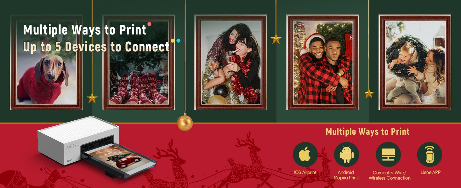 Liene White M200 4x6'' Photo Printer Battery Edition. Wireless Photo Printer for iPhone Android. Dye Sublimation Printing Full-Color Photo 20-Sheet. Portable Picture Printer Ideal for Travel Home Use