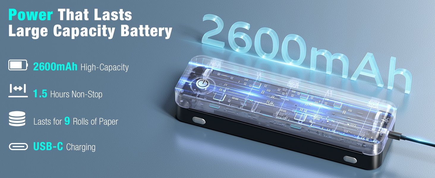 Portable Printer Wireless for Travel. Inkless Thermal Printer Supports 8.5 x 11 Inch Thermal Paper. Bluetooth Compatible with iOS. Android. Laptop Includes 2 Rolls & 10 Sheets of Paper Kit