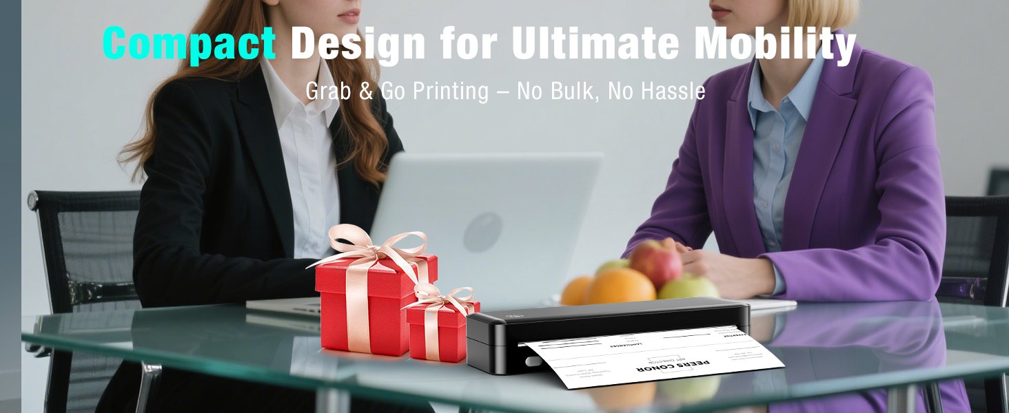 Portable Printer Wireless for Travel. Inkless Thermal Printer Supports 8.5 x 11 Inch Thermal Paper. Bluetooth Compatible with iOS. Android. Laptop Includes 2 Rolls & 10 Sheets of Paper Kit