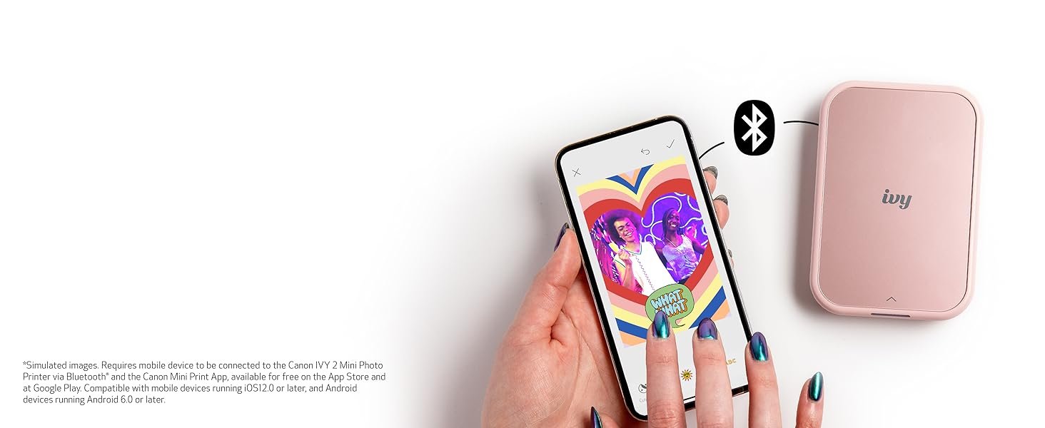Canon Ivy 2 Mini Photo Printer. Print from Compatible iOS & Android Devices. Sticky-Back Prints. Blush Pink