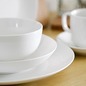 BTaT- White Dinner Plates. 10.5 inch. Set of 12. Restaurant Dishes. White Porcelain Dinner Plates. Christmas Gifts