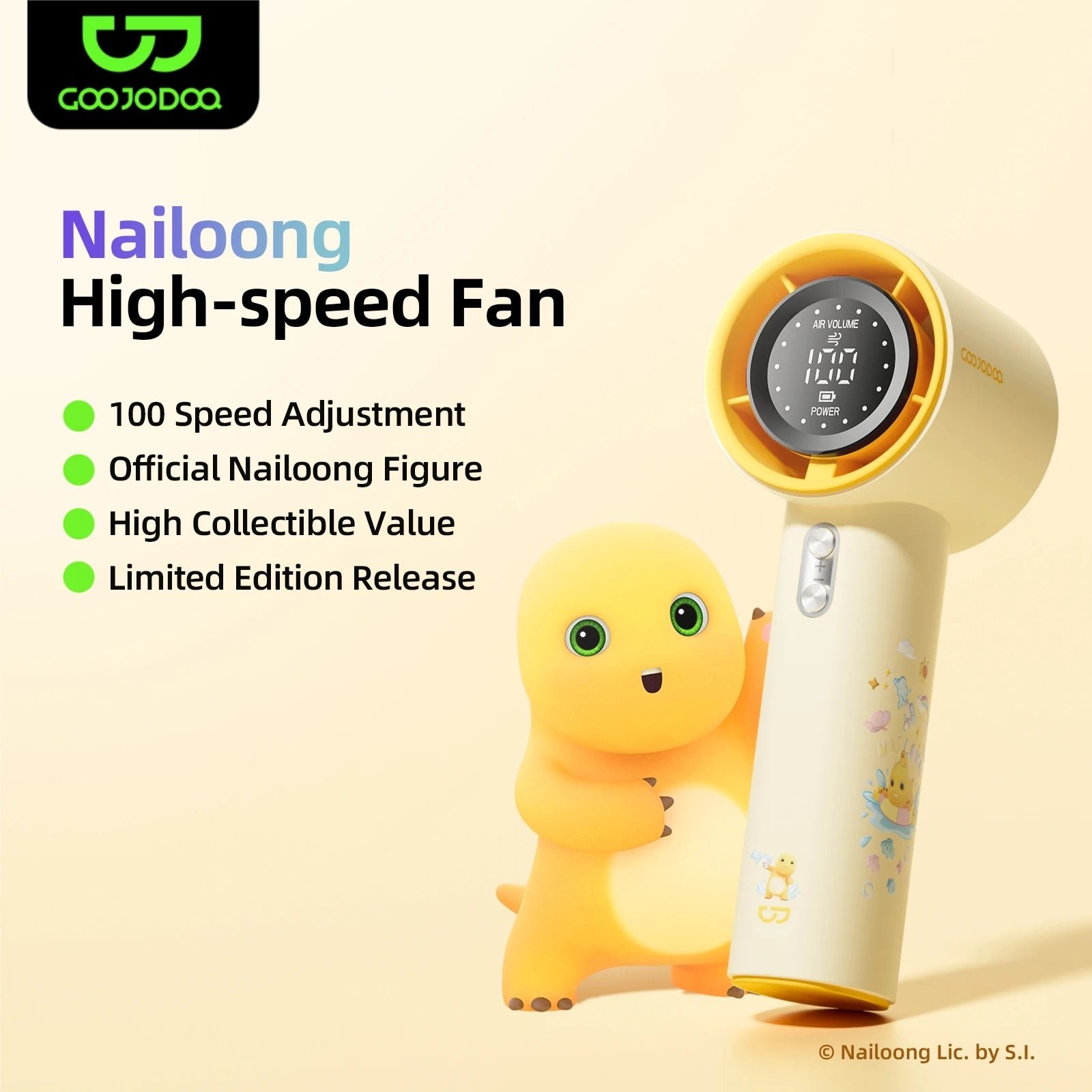 GOOJODOQ x NAILONG GFS001 High-speed Portable Handheld Fan 4000MAH Mini kipas Strong Wind 100 Gear Wind Speed kipas angin Digital Display Adjustable Turbo kipas tangan untuk olahraga luar ruangan dan pendinginan cepat