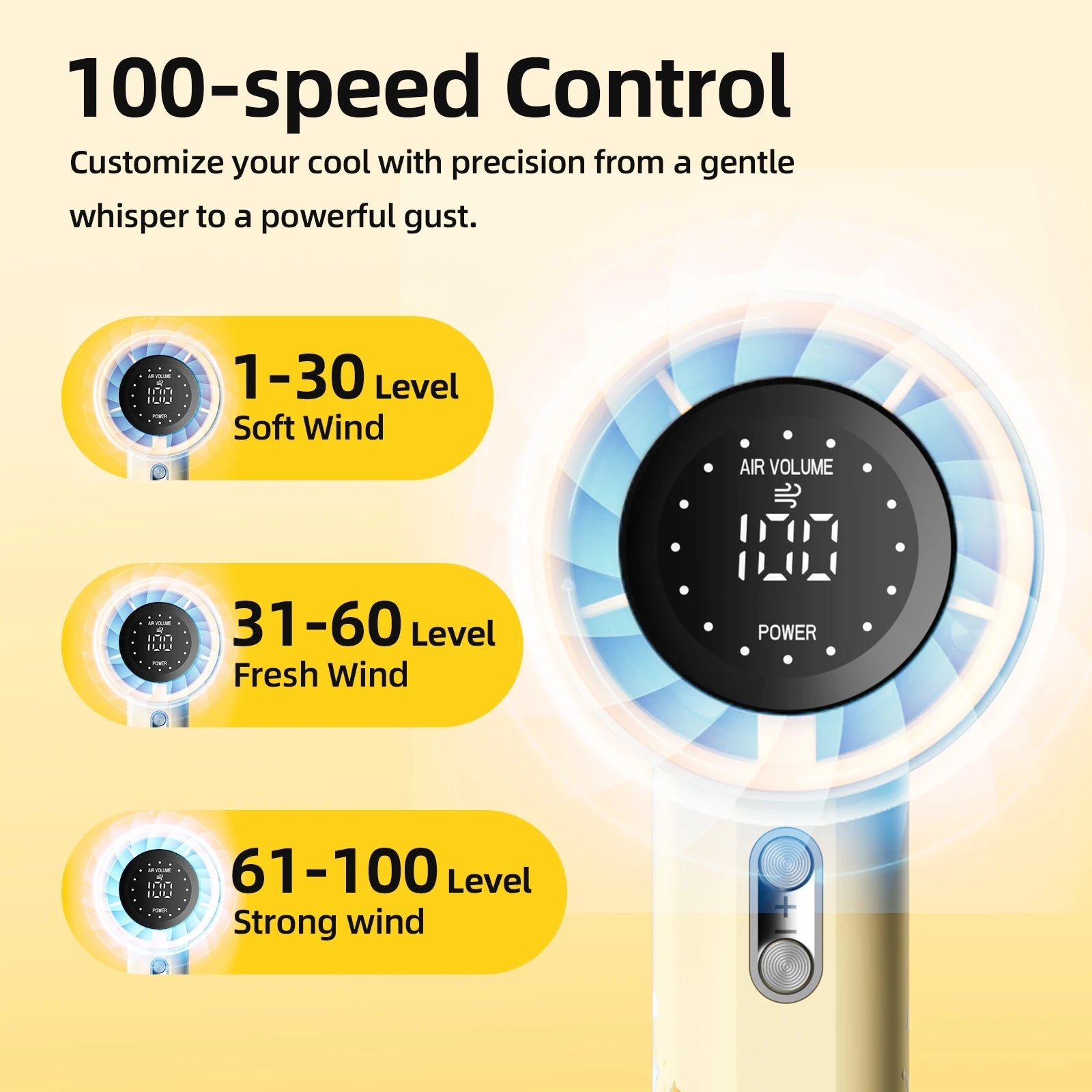 GOOJODOQ x NAILONG GFS001 High-speed Portable Handheld Fan 4000MAH Mini kipas Strong Wind 100 Gear Wind Speed kipas angin Digital Display Adjustable Turbo kipas tangan untuk olahraga luar ruangan dan pendinginan cepat