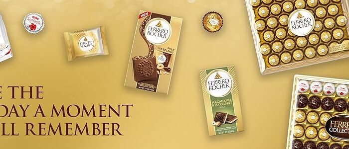 Ferrero Rocher Premium Hazelnut Milk chocolate squares. Valentine's Day Chocolate Gifts. ​10 Pieces. 3.7 oz