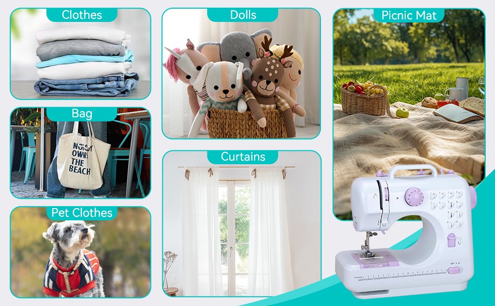 Mini Sewing Machine for Beginners. Portable Electric Sewing Machine with Dual Speed. 12 Built-in Stitches. Foot Pedal. and Accessories Kit for Home DIY Projects & Gift